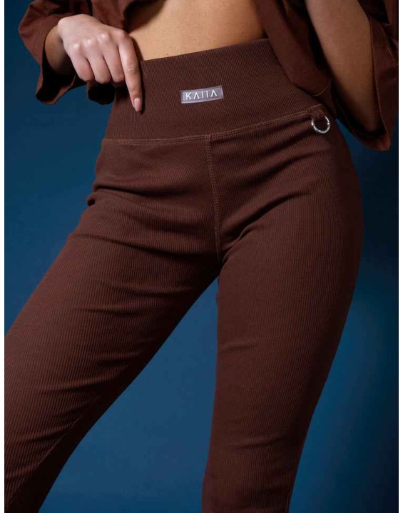 Ribbed Kaiia Sport Leggings Chocolate