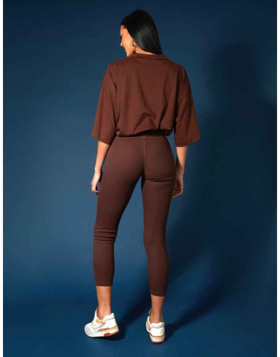 Ribbed Kaiia Sport Leggings Chocolate