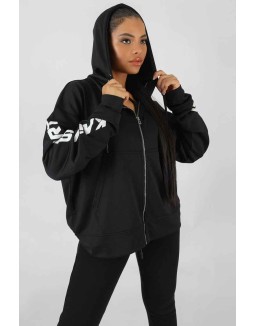 Zip Through Kaiia Sport Hoodie Black