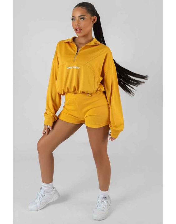 Half Zip Pullover Gathered Kaiia Sport Crop Top Mango