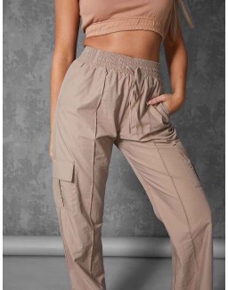 Split Hem Cargo Trousers Stone