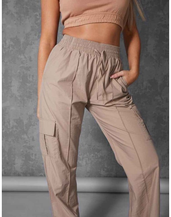 Split Hem Cargo Trousers Stone