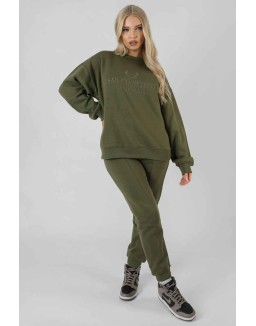 Oversized Embroidered Sweatshirt Khaki