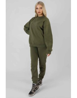 Oversized Embroidered Sweatshirt Khaki