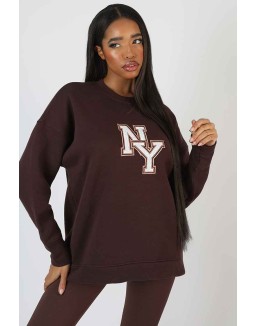 Ny Oversized Sweatshirt Chocolate