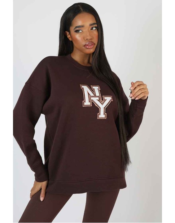 Ny Oversized Sweatshirt Chocolate