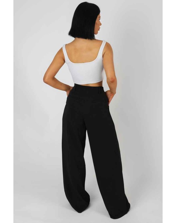Mid Rise Tailored Trousers Black