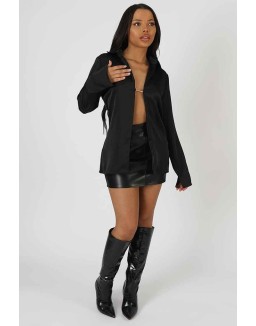 Satin Pin Detail Shirt Black
