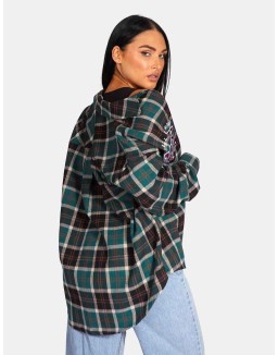 Michigan Slogan Check Shirt Forest Green