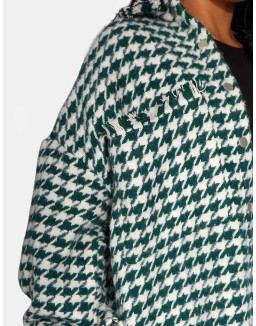 Houndstooth Shacket Forest Green