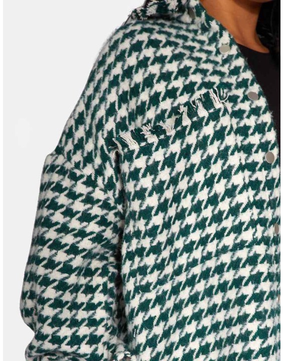 Houndstooth Shacket Forest Green
