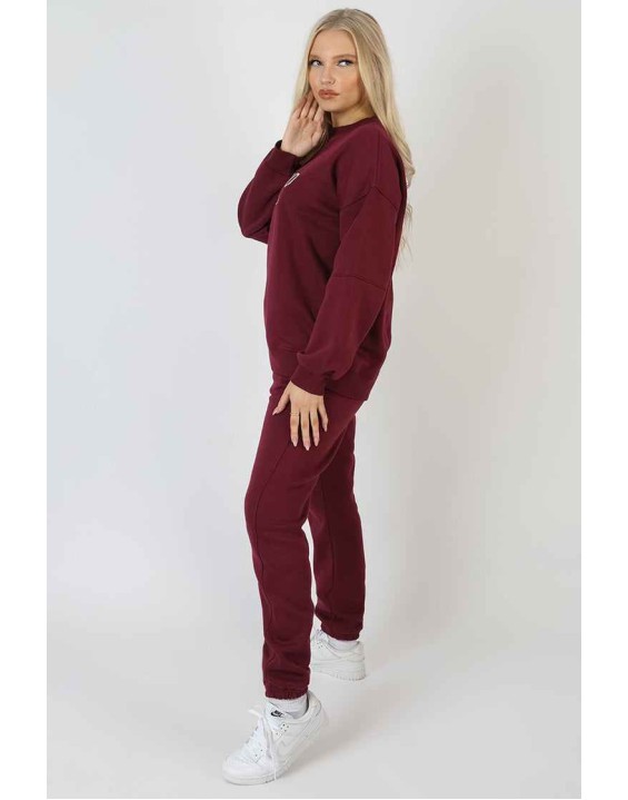 Embroidered Pocket 90'S Joggers Berry