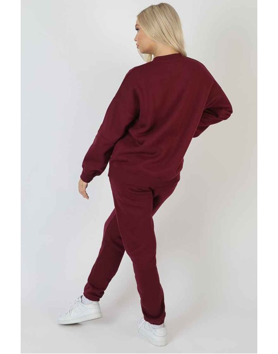 Embroidered Pocket 90'S Joggers Berry