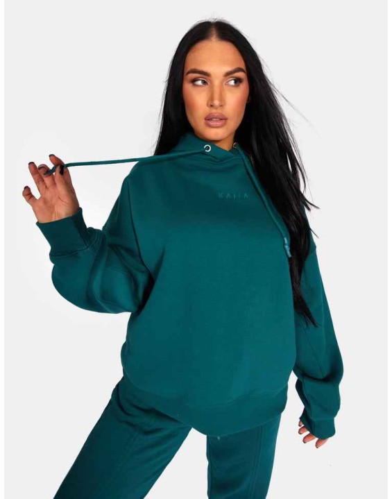 Kaiia Embroidered Oversized Hoodie Forest Green