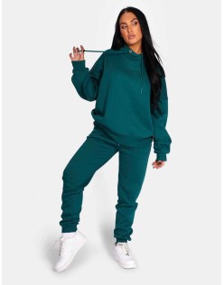 Kaiia Embroidered Oversized Hoodie Forest Green