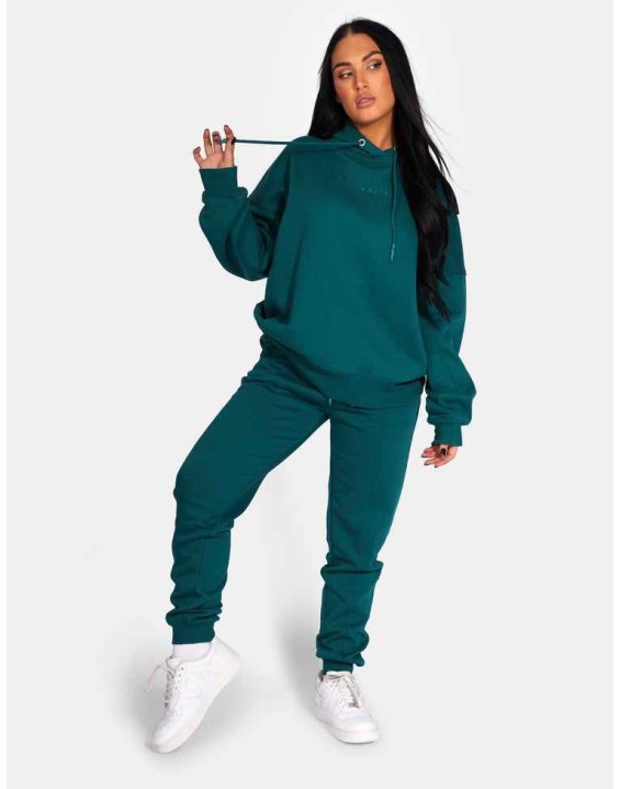 Kaiia Embroidered Oversized Hoodie Forest Green