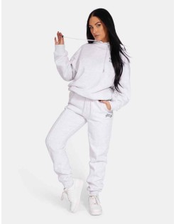 Embroidered Wave Slogan Seam Front 90'S Joggers Oatmeal Marl