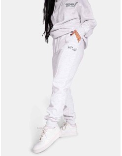 Embroidered Wave Slogan Seam Front 90'S Joggers Oatmeal Marl