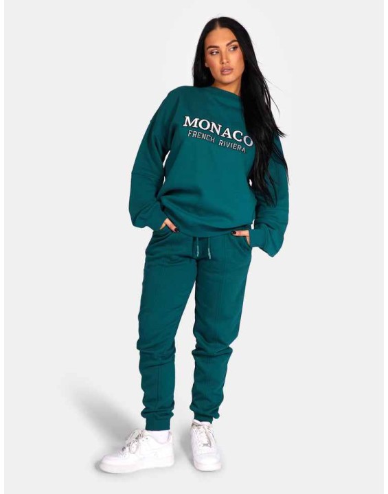 Monaco Embroidered Sweatshirt Forest Green