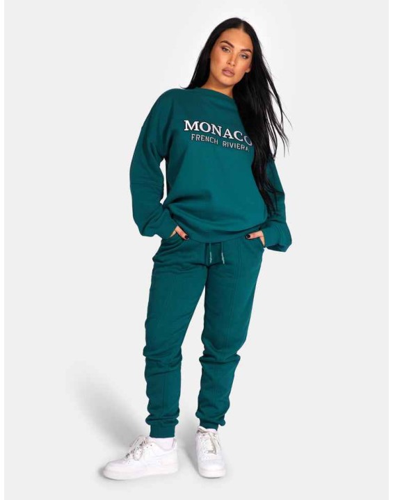 Monaco Embroidered Sweatshirt Forest Green