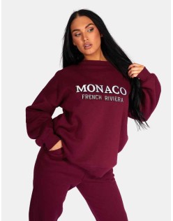 Monaco Embroidered Sweatshirt Berry