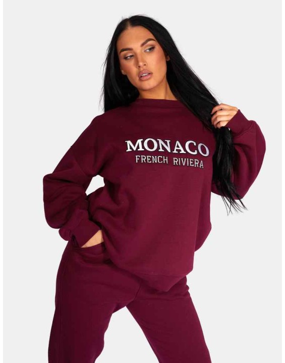 Monaco Embroidered Sweatshirt Berry
