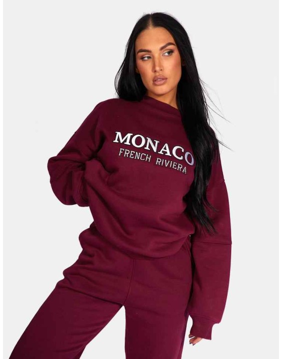 Monaco Embroidered Sweatshirt Berry