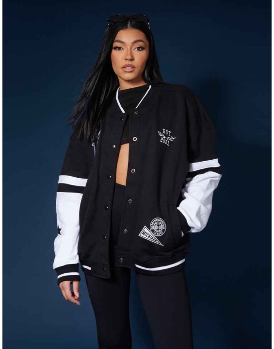 Kaiia Logo Varsity Jacket Black