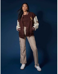 La Palm Tree Varsity Jacket Chocolate