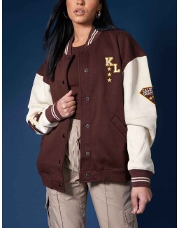 La Palm Tree Varsity Jacket Chocolate