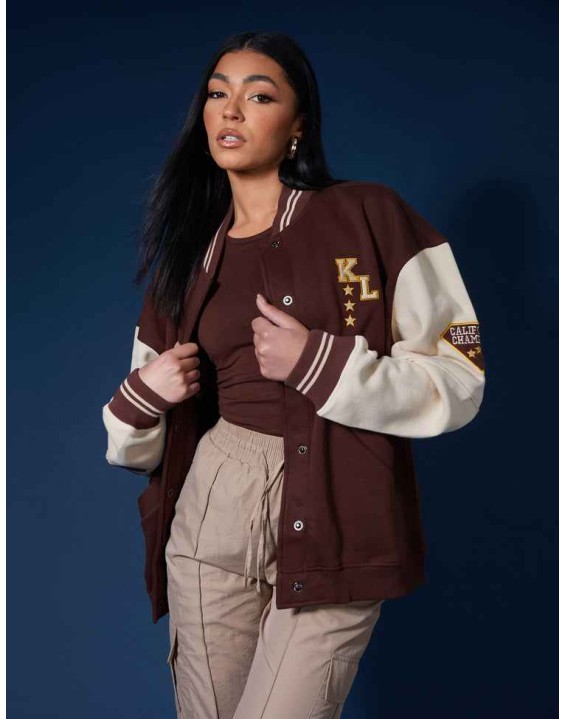 La Palm Tree Varsity Jacket Chocolate