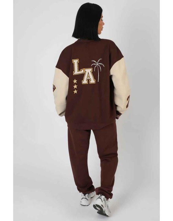Kaiia Varsity 90'S Jogger Chocolate