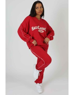 90'S Piping Detail Jogger Red