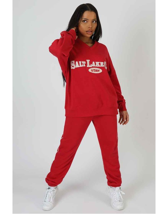 90'S Piping Detail Jogger Red