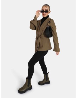 Tie Waist Blazer Khaki