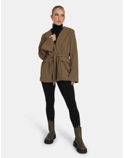 Tie Waist Blazer Khaki