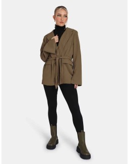 Tie Waist Blazer Khaki