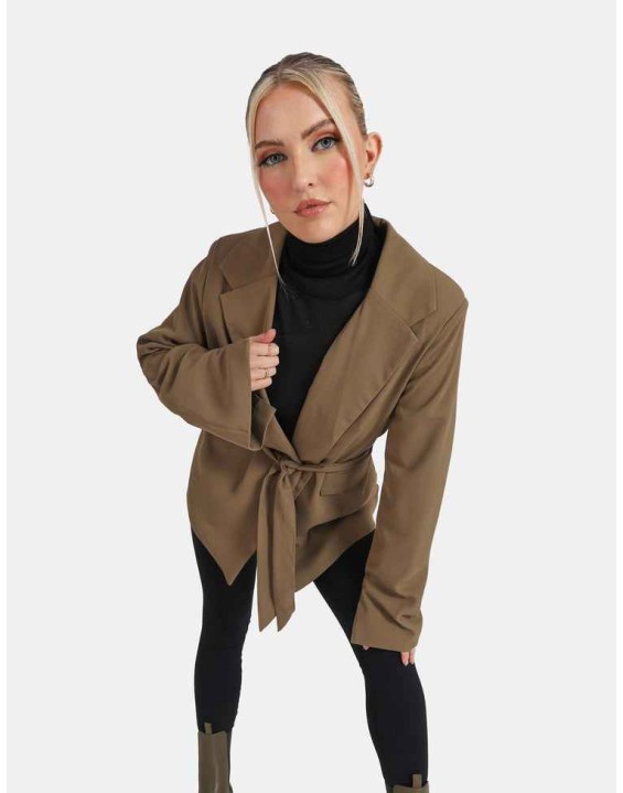 Tie Waist Blazer Khaki