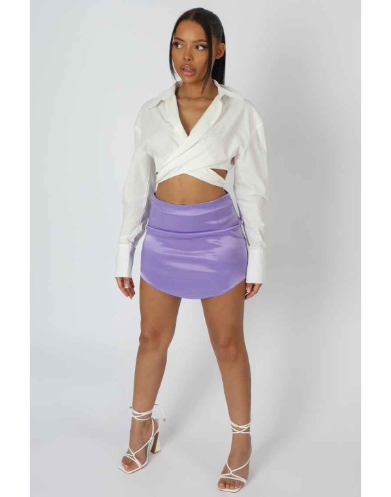 Wrap Waist Poplin Shirt White