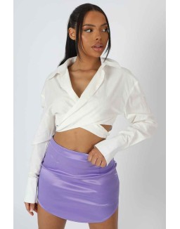 Wrap Waist Poplin Shirt White