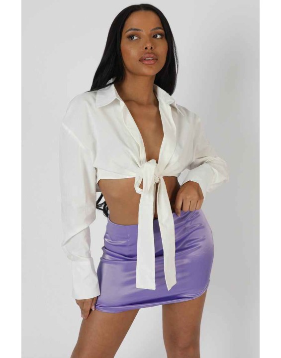 Wrap Waist Poplin Shirt White