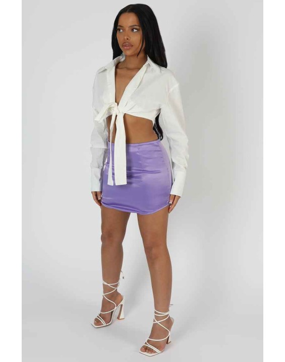 Wrap Waist Poplin Shirt White