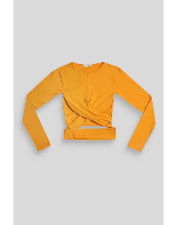 Long Sleeve Wrap Waist Crop Top Mango