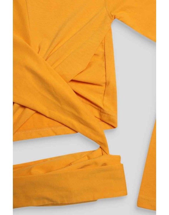 Long Sleeve Wrap Waist Crop Top Mango