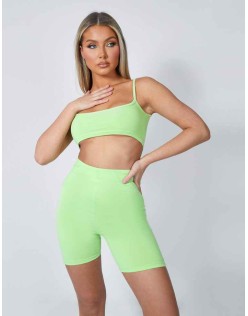 Basic Scoop Neck Crop Top Lime