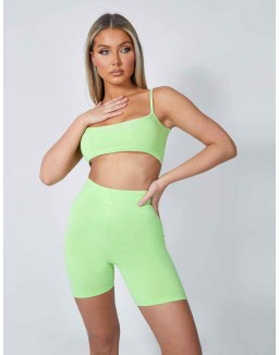 Basic Scoop Neck Crop Top Lime