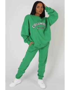 Oversized Columbia Slogan Sweatshirt Green