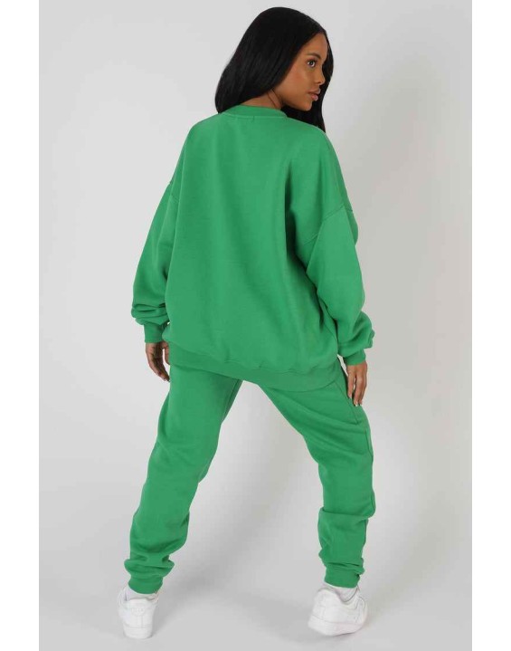 Oversized Columbia Slogan Sweatshirt Green