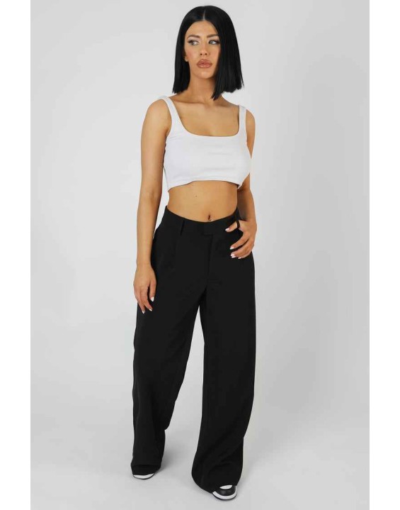Square Neck Ribbed Crop Top Ecru