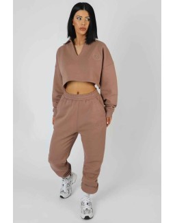 Oversized Cropped Polo Shirt Frappe